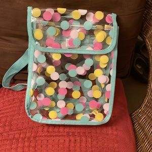 4/$20 Polka Dot Pastel Poly clear backpack with adjustable straps New